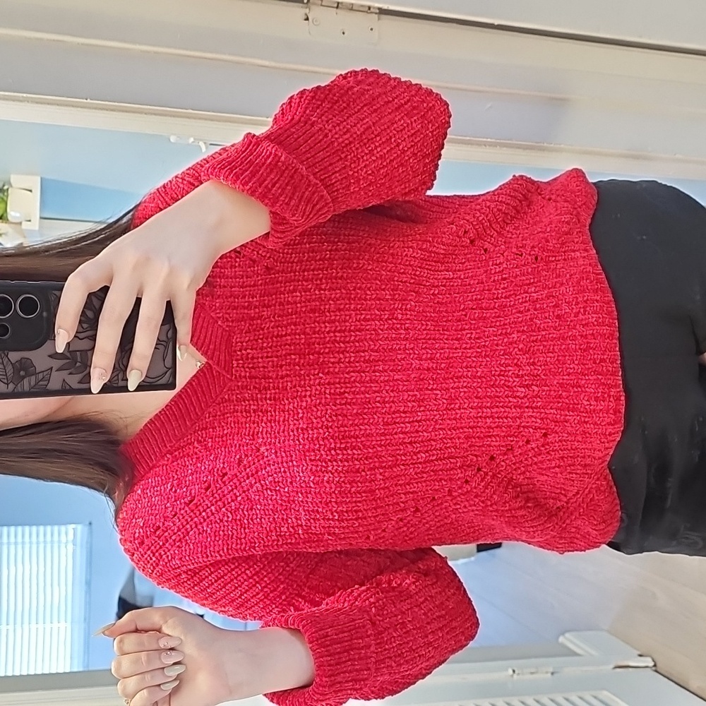 Boston Proper Red Knit Pullover Sweater